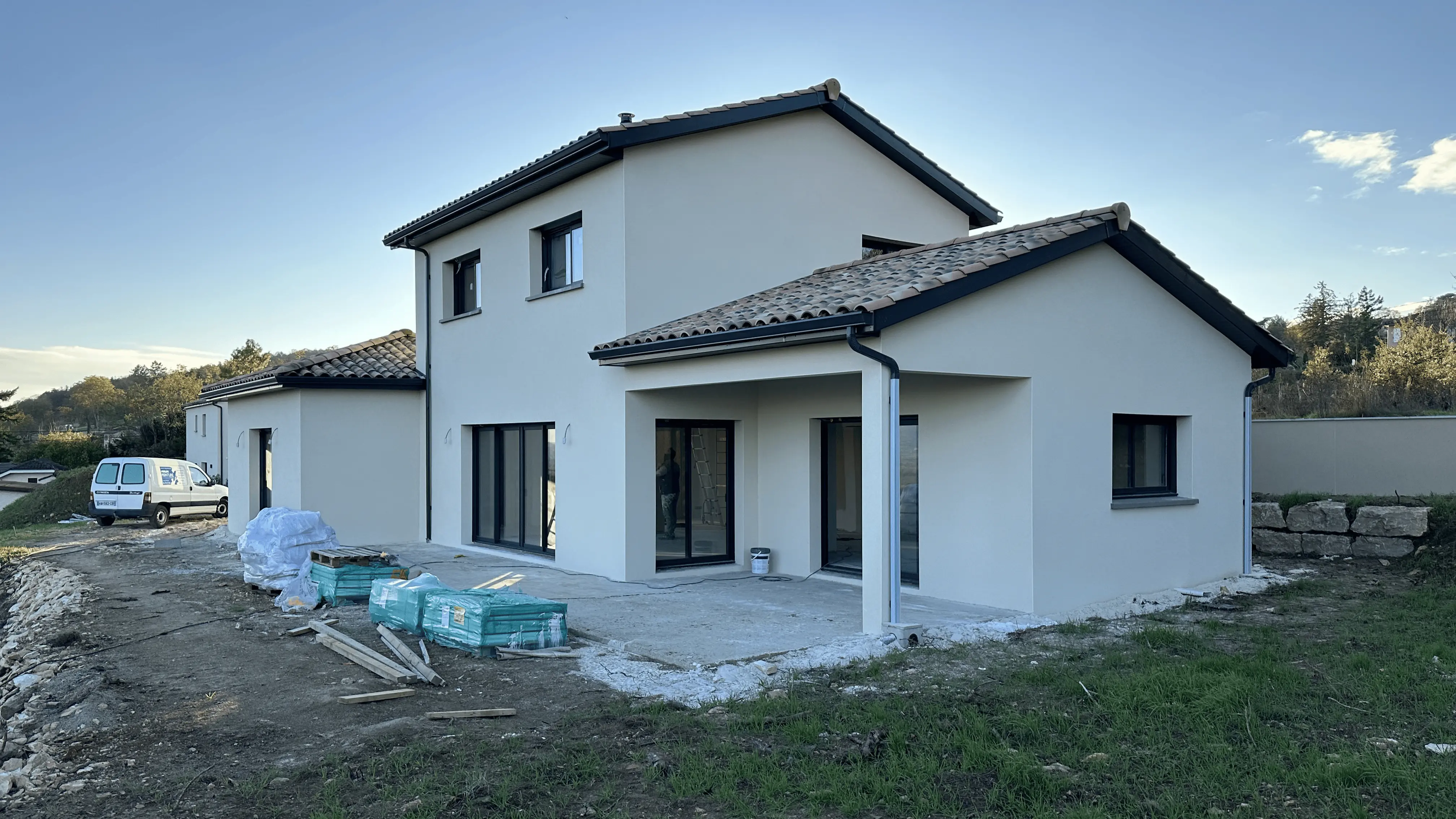 Chantier maison individuelle suivi par LDMO maître d'œuvre Ain